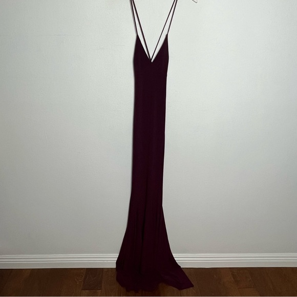 NEW Norma Kamali x Revolve Low Back Slip Mermaid Fishtail Gown in Plum (flawed) - Picture 3 of 9